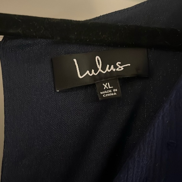 Lulus Navy Ruffle Wrap Dress - Picture 2 of 6